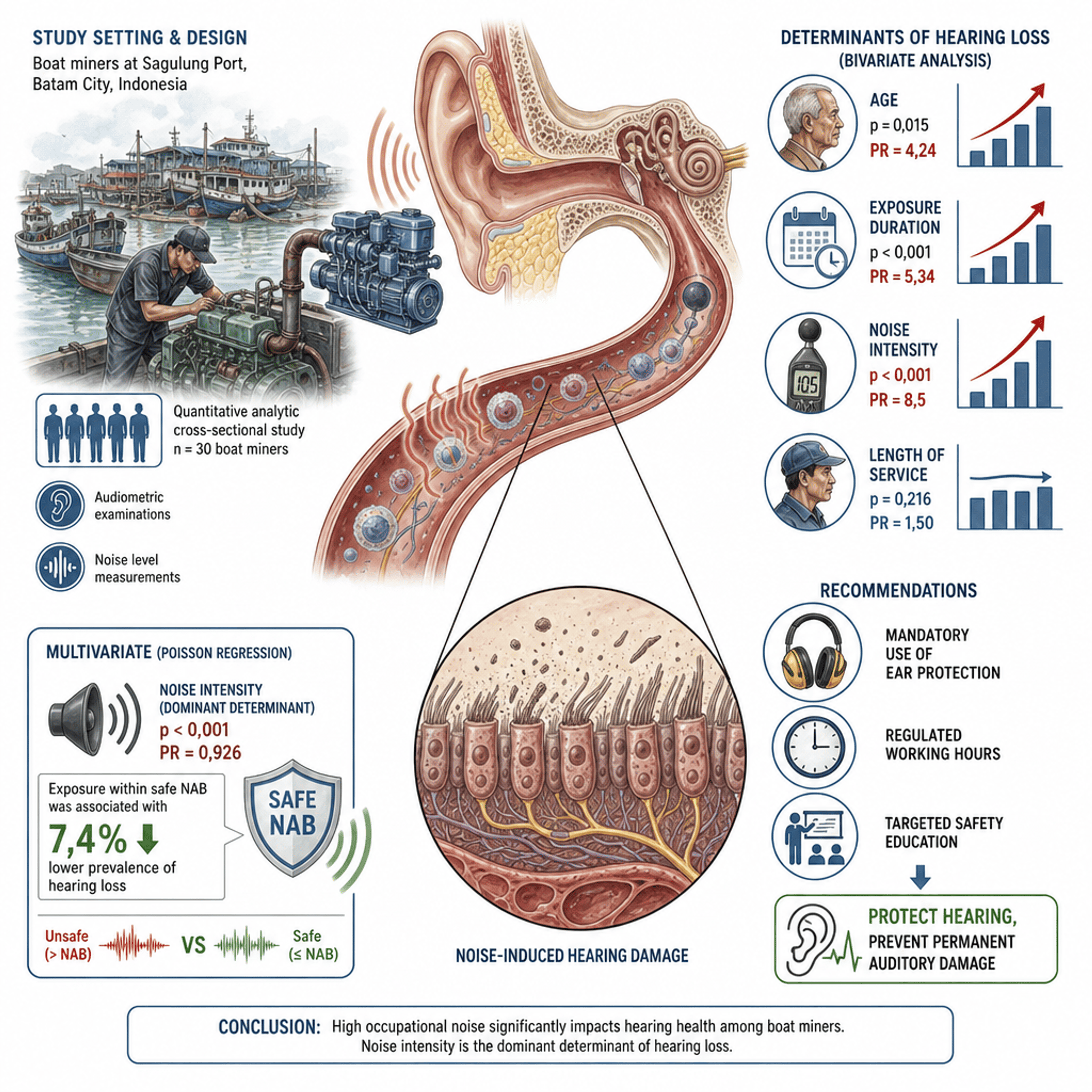 Analysis of Determinants of Hearing Health Based on  Audiometric Examination in Boat Miners