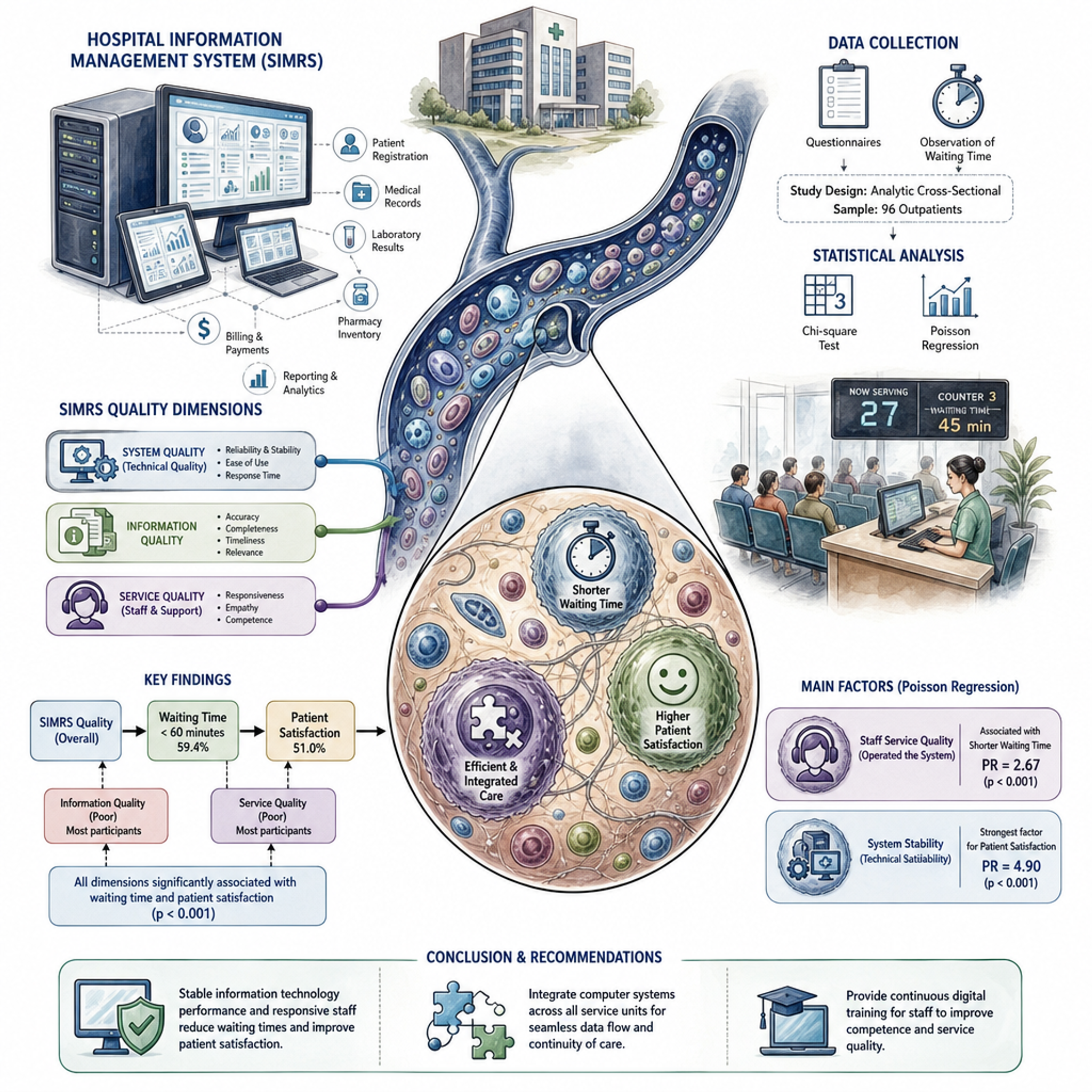 Analysis of the Implementation of the Hospital Management Information System (SIMRS) on Waiting Time and Patient Satisfaction