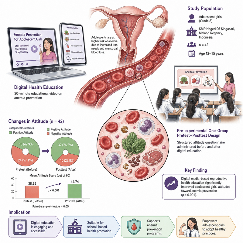 Digital Media-Based Reproductive Health Education on Adolescent Girls' Attitudes Toward Anemia Prevention